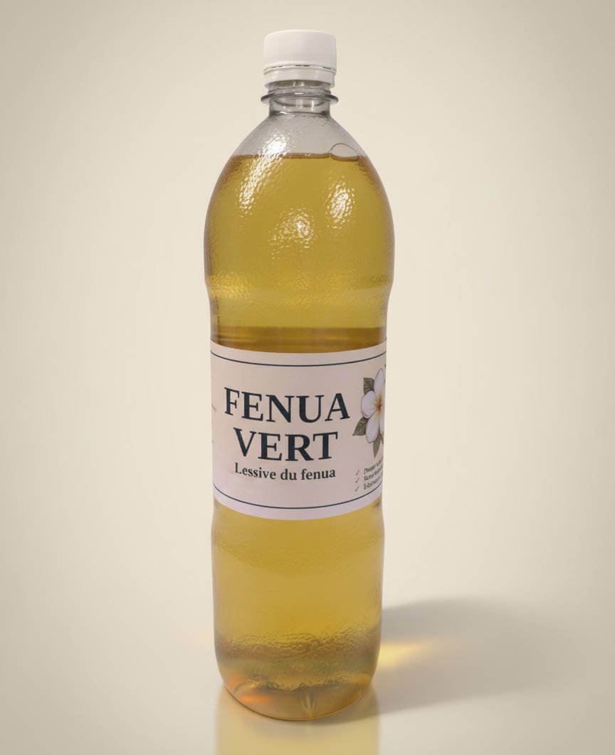 Bouteille de lessive Fenua Vert — fabrication artisanale à Fakarava